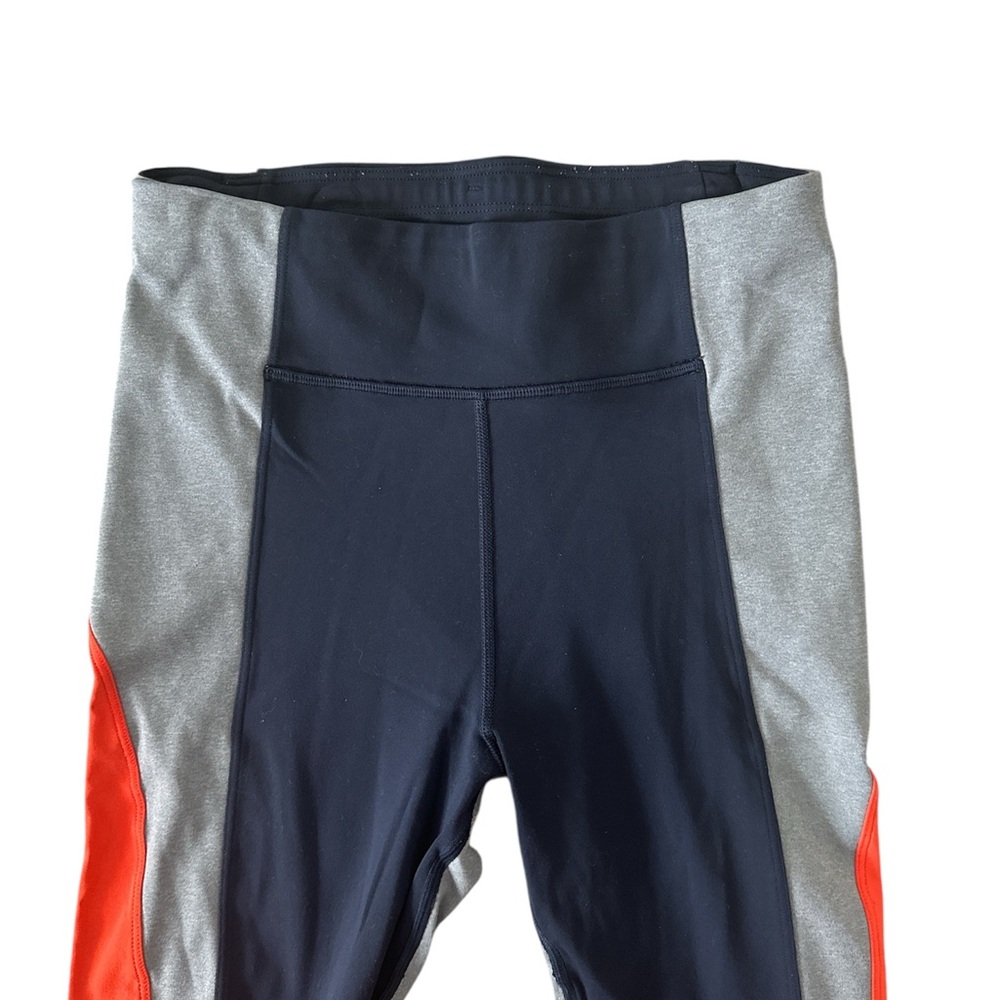Athleta Crest Colorblock Tight Leggings |Navy Gray Orange | Size S - Picture 5 of 7